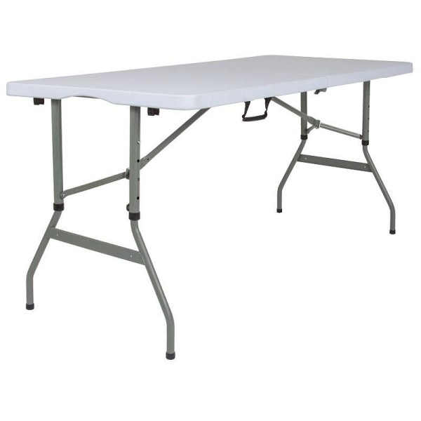 Flash Furniture Kathryn 5-Foot Height Adjustable Bi-Fold Granite White Plastic Banquet and Event Folding Table with Carrying Handle, RB-3050FH-ADJ-GG