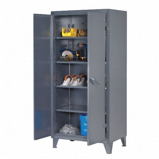 Strong Hold Heavy Duty Storage Cabinet, Dark Gray, 78 in H X 72 in W X 72 in D, Assembled, 4 Cabinet Shelves, 66-244