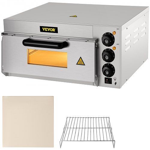 VEVOR Commercial Countertop Pizza Oven Electric Pizza Oven for 14" Pizza Indoor, 2 Temperature Knobs, LXBSKX141110V8IFHV1
