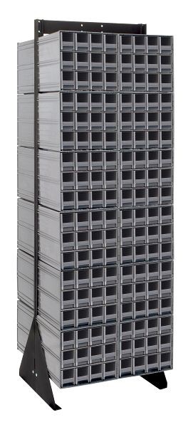 Quantum Storage Systems Interlocking Storage Cabinets Floor Stand, double sided, 24"D x 23-5/8"W x 75"H, includes (288) gray drawers, QIC-270-122GY