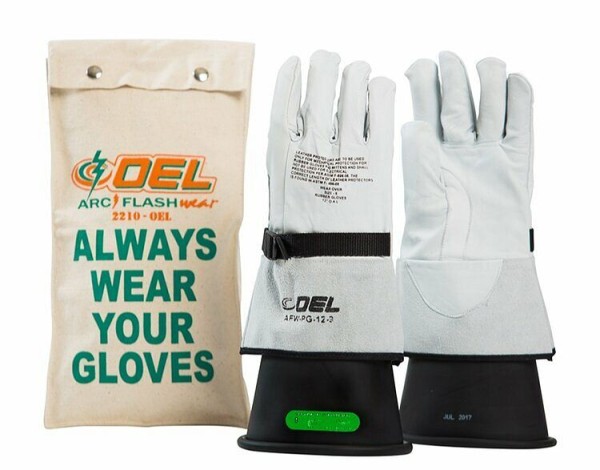 OEL CLASS 3 (26,500 Volts) Rubber Glove Kit, Length: 16", Sizes: 8, Color: Black, IRG316B8K