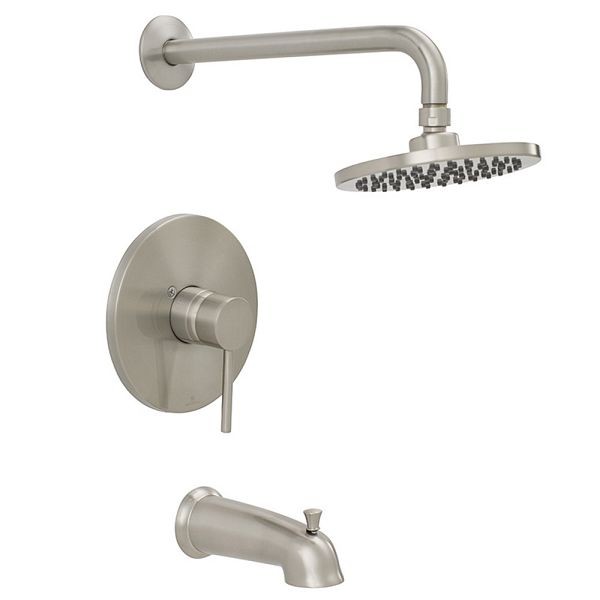 Jones Stephens Brushed Nickel Tub/Shower Faucet with Rain Shower Head, Trim Only, 1559281
