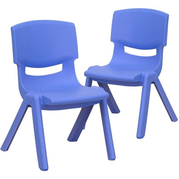 Flash Furniture Whitney 2 Pack Blue Plastic Stackable School Chair with 10.5'' Seat Height, 2-YU-YCX-003-BLUE-GG