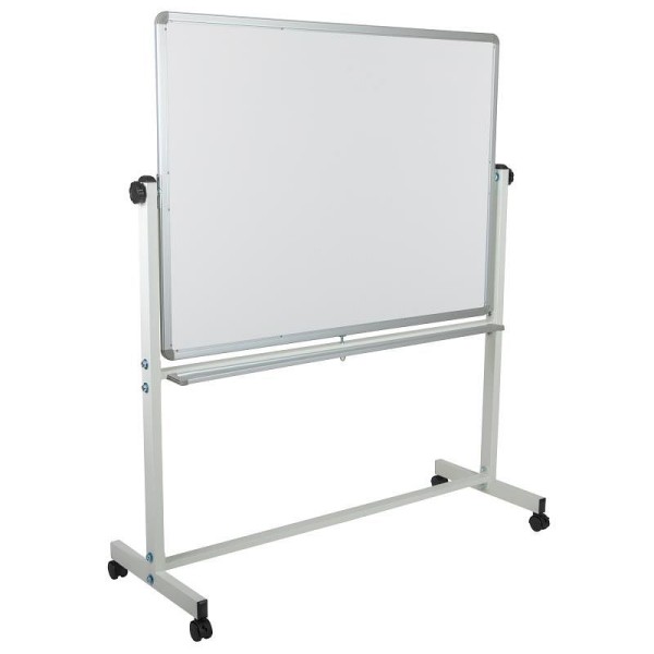 Flash Furniture HERCULES Series 53"W x 62.5"H Double-Sided Mobile White Board with Pen Tray, YU-YCI-003-GG