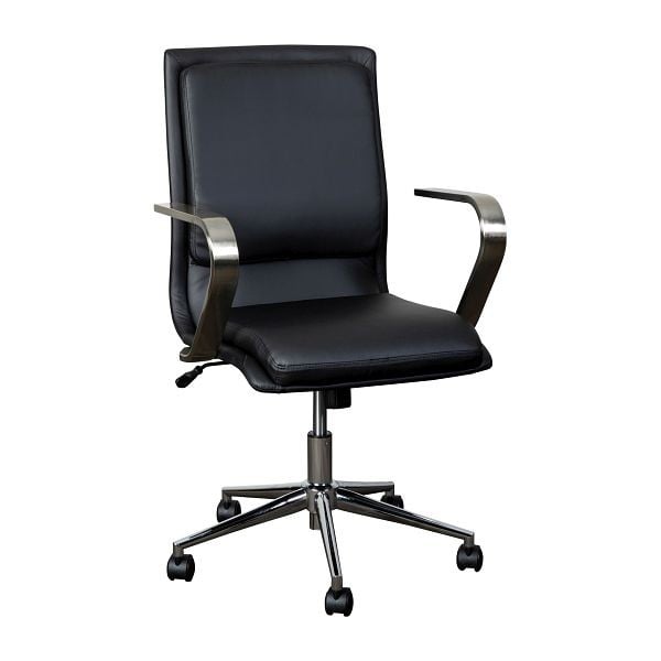 Flash Furniture James Mid-Back Designer Executive Black LeatherSoft Office Chair with Brushed Chrome Base and Arms, GO-21111B-BK-CHR-GG