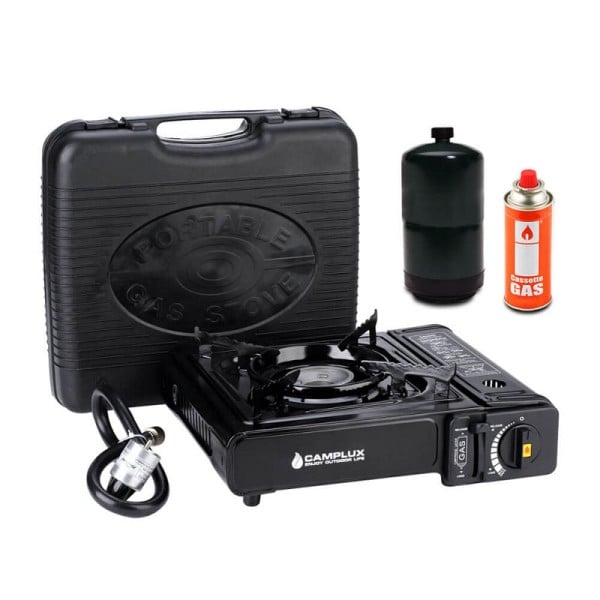 Camplux Dual Fuel Propane & Butane Portable Outdoor Camping Gas Stove Single Burner with Case, Black, JK-5310