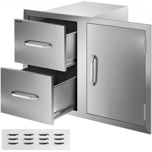 VEVOR 33-inch Grills 304 Stainless Steel Right-hinged Access Door & Double Drawer Combo in 20.5" x 22" x 33", CTG20.5X22X330001V0