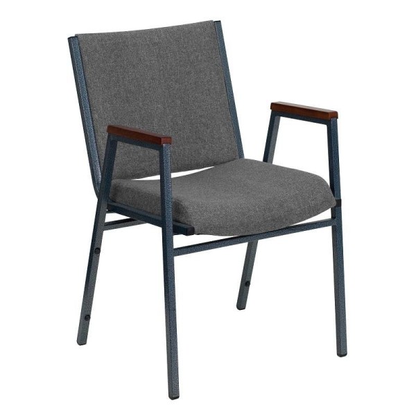 Flash Furniture HERCULES Series Heavy Duty Gray Fabric Stack Chair with Arms, XU-60154-GY-GG