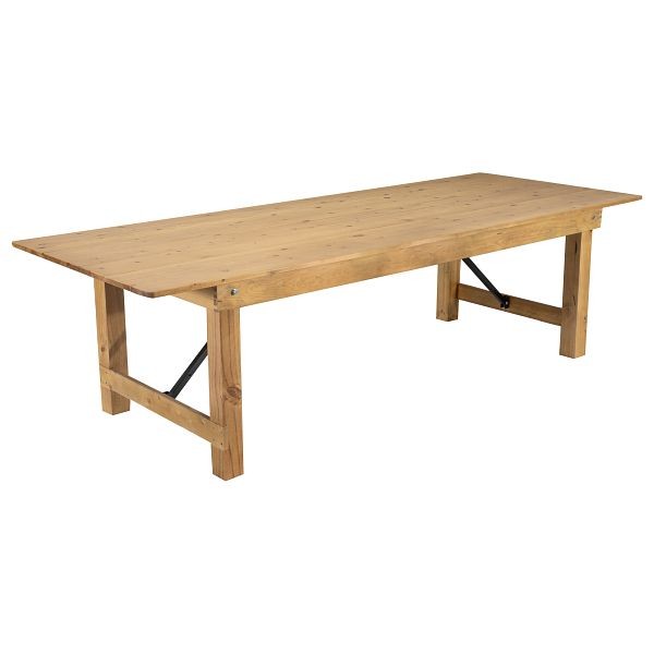 Flash Furniture HERCULES 9' x 40" Rectangular Antique Rustic Light Natural Solid Pine Folding Farm Table, XA-F-108X40-LN-GG