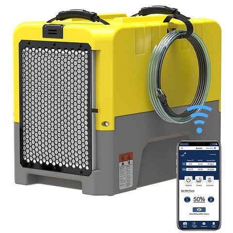 AlorAir Storm LGR Extreme, Yellow, WIFI, Large Dehumidifier for Basement, App Controls with Pump, Capacity upto 180 PPD at Saturation Condition, X002IREP4V