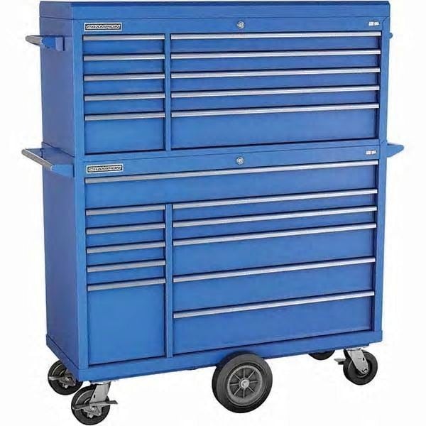 Champion Tool Storage FMPro 54"Wide, 20"Deep, 3600 lb, 21 Drawers Top Chest/Cabinet and Cart -Blue, FMP5421MC-BL