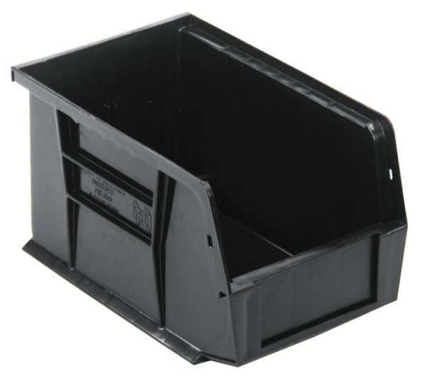Quantum Storage Systems Bin, stacking or hanging, 6"W x 9-1/4"D x 5"H, recycled polypropylene, black, QUS221BR