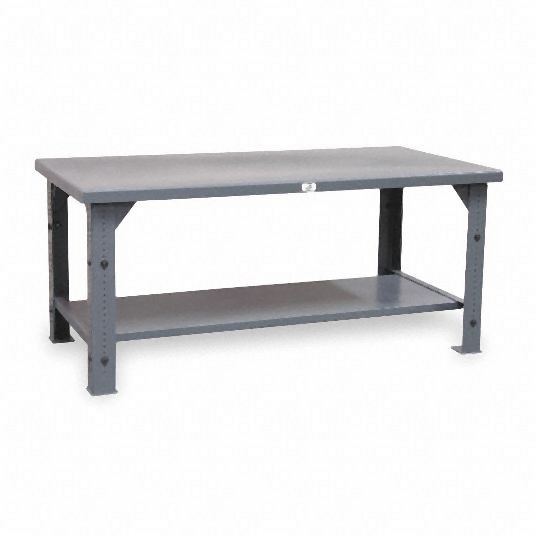 Strong Hold Bolted Workbench, Steel, 24 in Depth, 30 in to 40 in Height, 30 in Width, 2,750 lb Load Capacity, T3024-AL