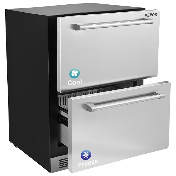 VEVOR 24" Undercounter Refrigerator, 2 Drawer Refrigerator with Different Temperature, JXCTBX24YCHS42IRSV1