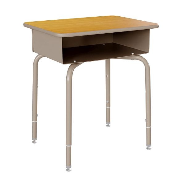 Flash Furniture Billie Student Desk with Open Front Metal Book Box, Maple/Silver, FD-DESK-GY-MPL-GG