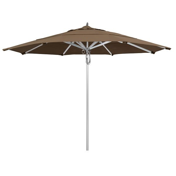 California Umbrella 11' Rodeo Series Patio Umbrella, Aluminum Ribs Pulley Lift, Sunbrella 1A Cocoa Fabric, AAT118A002-5425-DWV