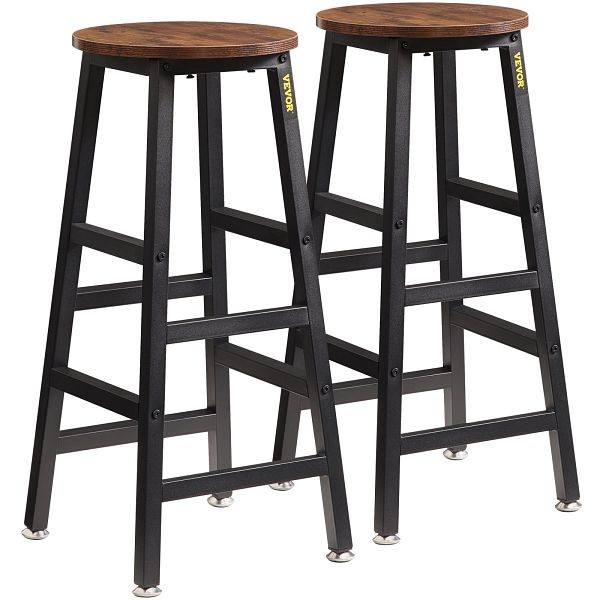 VEVOR Rustic Bar Stools 2 Set Counter Height Round Bar Chair with Footrest 27.6", TMBTDYZDFGZBDMBYNV0