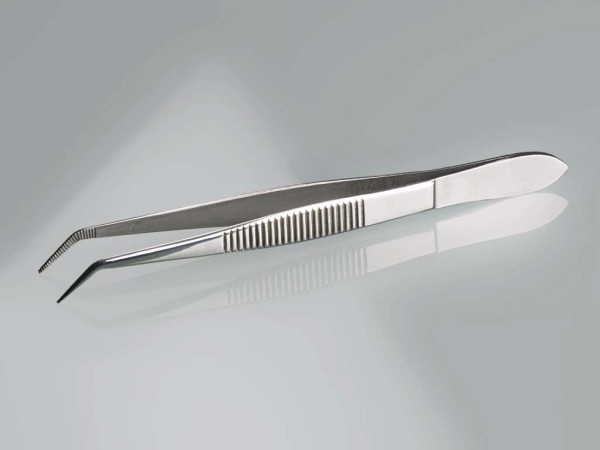 Burkle Forceps, stainless steel, sharp, bent form, 105 mm length, 5386-0100