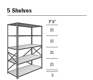 Deluxe 48 x 18 Standard open shelf units with 5 shelves, Beaded Front, OB5 - 4818