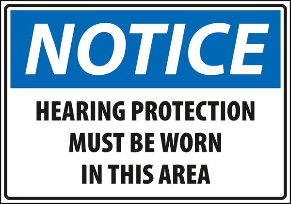 Marahrens Sign Warning - Notice hearing protection must be worn in this area, rigid plastic, Size: 10 x 7 inch, MA0061.010.21
