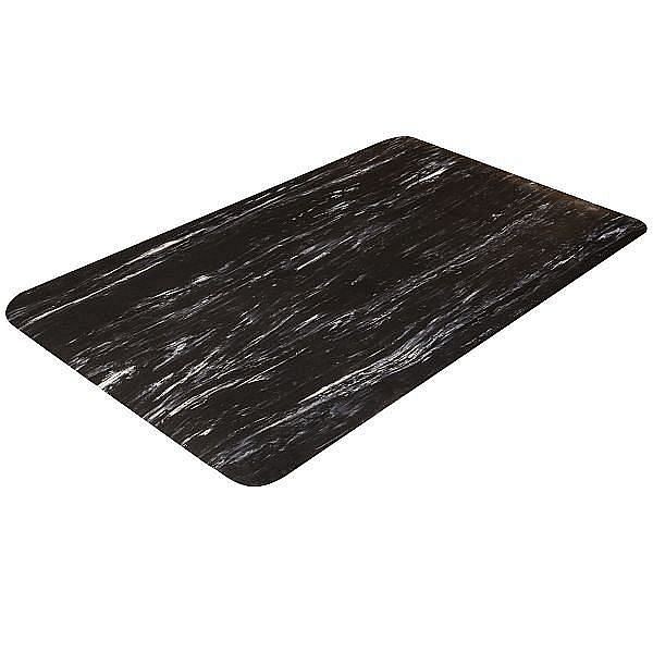 Crown Matting Technologies Cushion Step Marbleized Rubber Mat 9/16" 2'x3' Black, CU 2436BK