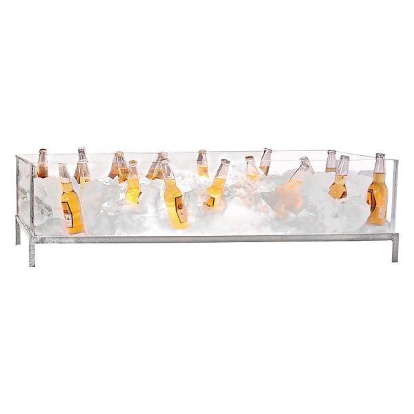 Buffet Enhancements Display Beer Tempered Glass 48” x 16” x 14” With SS stand and drain, 010BDG48