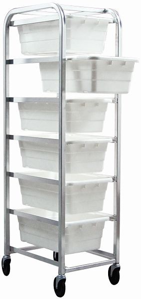 Quantum Storage Systems Tub Rack, mobile, 60 lb. weight capacity per bin, end loading, holds (6) TUB2516-8 white tubs (included), TR6-2516-8WT