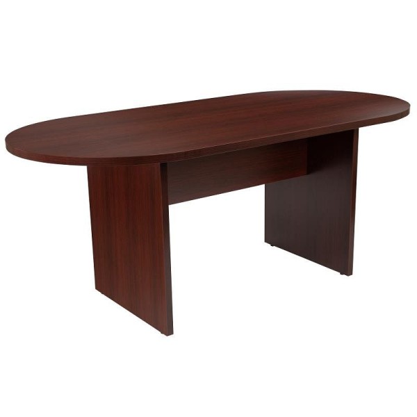 Flash Furniture Jones 6 Foot (72 inch) Oval Conference Table in Mahogany, GC-TL1035-MHG-GG