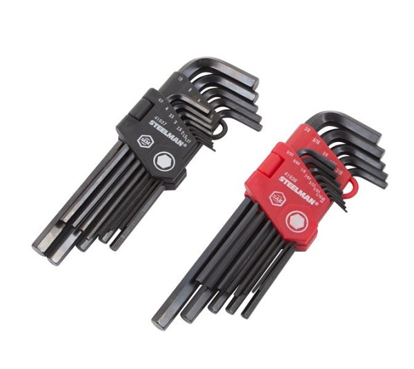 STEELMAN Long Arm Hex Key Wrench Set, Inch/Metric (SAE/MM), 26 Pieces, 41935