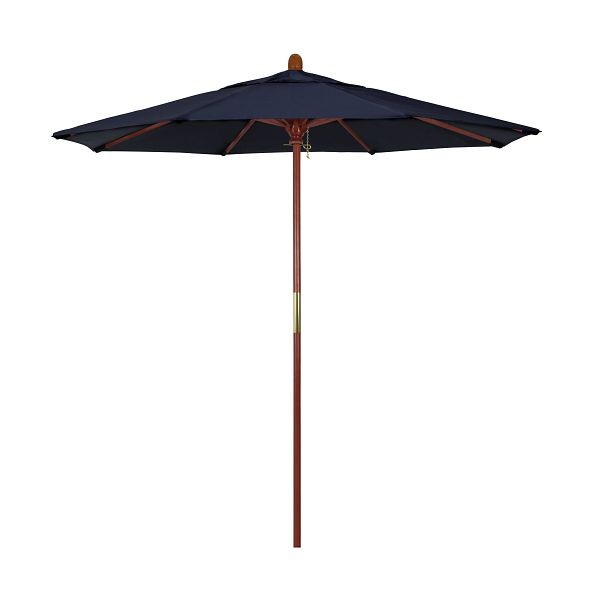California Umbrella 7.5' Grove Series Patio Umbrella, Wood Pole, Hardwood Ribs Push Lift, Olefin Navy Fabric, MARE758-F09