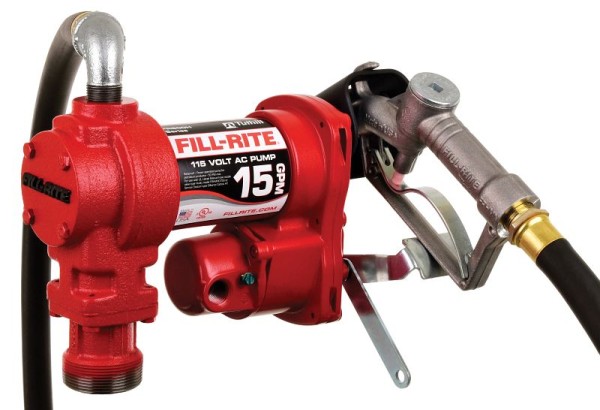 Fill-Rite 115V AC 15GPM Heavy-Duty Fuel Transfer Pump with Manual Nozzle, FR610H