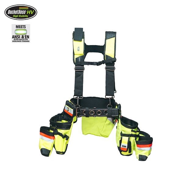Bucket Boss 3 Tool Bag Tool Belt with Suspenders with High-Visibility, Quantity: 3 cases, 55185-HVOY