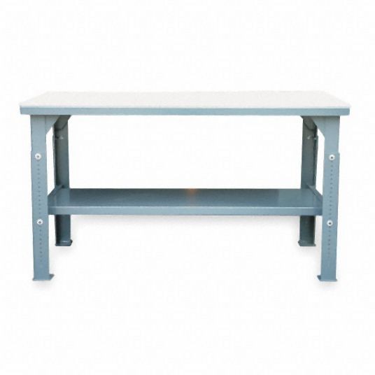 Strong Hold Bolted Workbench, Polyethylene, 24 in Depth, 30 in to 40 in Height, 30 in Width, 2,750 lb Load Capac, T3024-AL-UHMW