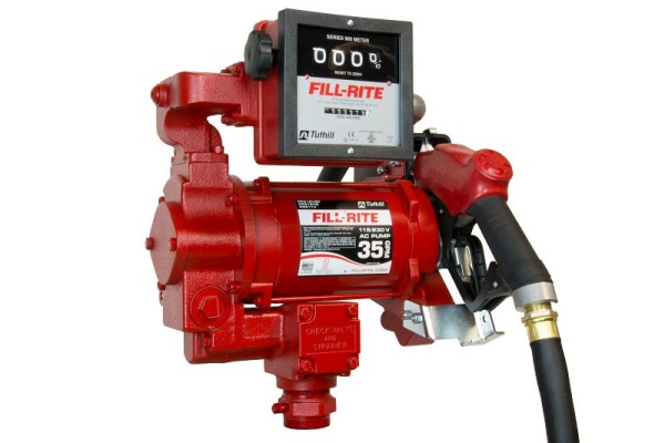 Fill-Rite 115V/230V AC 35GPM Heavy-Duty Fuel Transfer Pump with Mechanical Meter (Gallons) and Ultra Hi-Flow Auto Nozzle, FR311VB