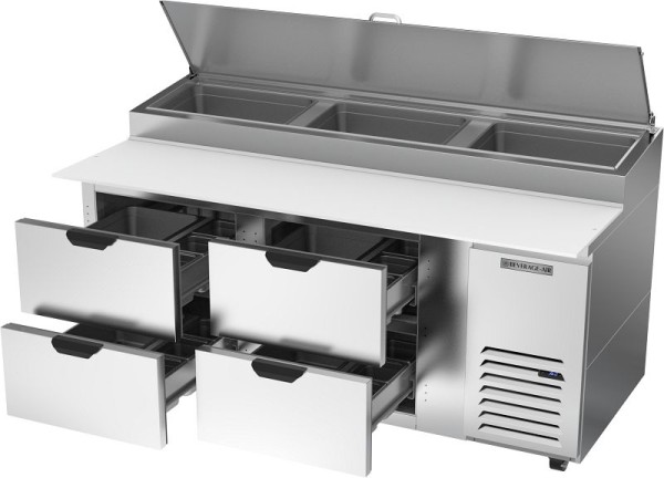 Beverage-Air Deli/Pizza Prep Table with Four Drawers, Exterior Dimensions: WxDxH: 72” X 37" X 53 3/8”, DPD72HC-4