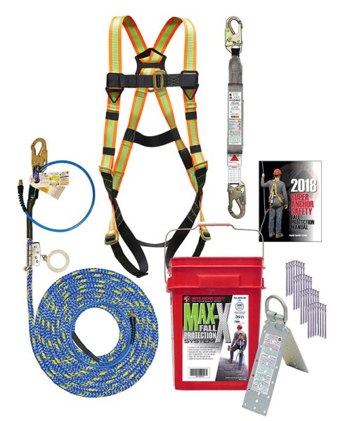 Super Anchor Safety MAX-X Bucket Kit 30ft X-line Pneumatic Lifeline with Fall Arrester, 4078-30