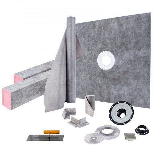 VEVOR Shower Curb Kit, 48" x 48" Watertight Shower Curb Overlay, with 4" ABS Central Bonding Flange, LYDZT48X48ABSYIIDV0