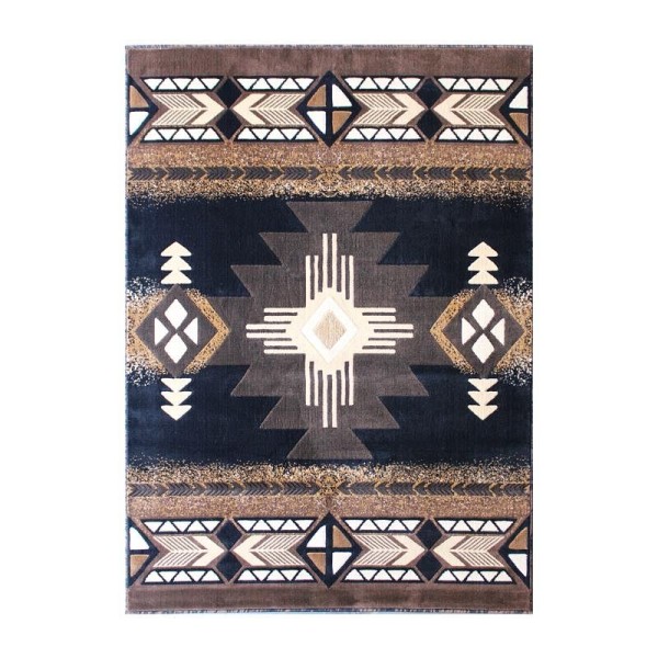 Flash Furniture Mohave Collection 5' x 7' Black Traditional Southwestern Style Area Rug - Olefin Fibers with Jute Backing, ACD-RGEMQ9-57-BK-GG