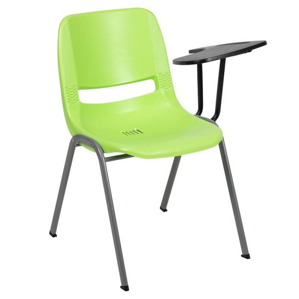 Flash Furniture HERCULES Green Ergonomic Shell Chair with Left Handed Flip-Up Tablet Arm, RUT-EO1-GN-LTAB-GG