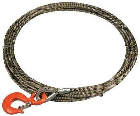 Lift-All Winch Cable, FC, 3/8 In. x 50 ft., Hook Safety Latch Hook, 38WFIX50