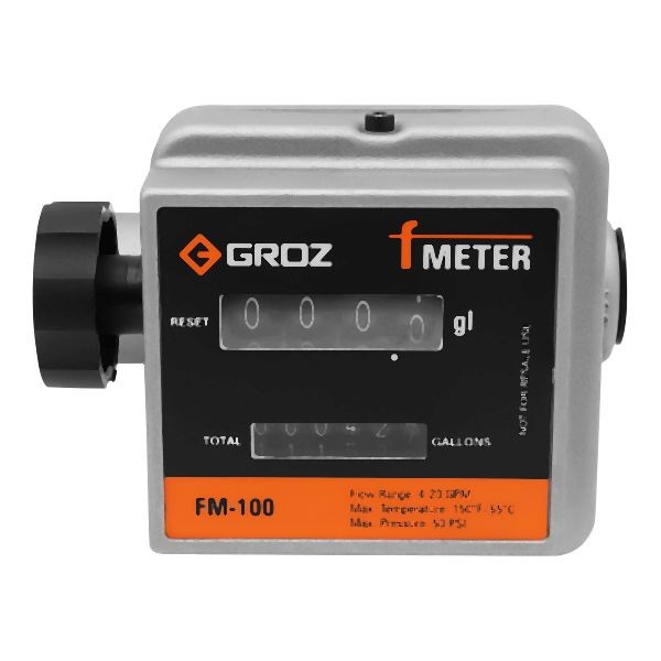 Groz F Meter Mechanical Fuel Meter, Gallons, 3/4" NPT Female, 45682