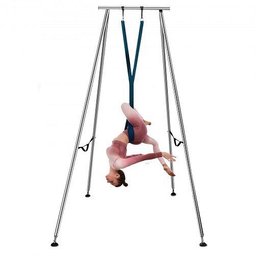 VEVOR Yoga Aerial Trapeze Stand Yoga Swing Frame Hammock Bracket with 236" Aerial Silk, YJDJ6MTLBML000001V0