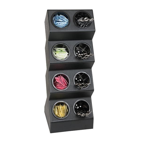 Dispense Rite Eight compartment countertop flatware organizer - Black Polystyrene, Product Dimensions:28-1/8" H x 10-1/2" W x 9-1/4" D, VSCH-8BT