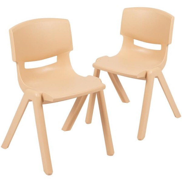 Flash Furniture Whitney 2 Pack Natural Plastic Stackable School Chair with 13.25" Seat Height, 2-YU-YCX-004-NAT-GG
