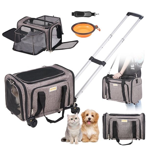 VEVOR Cat Carrier with Wheels, for Pets under 25 lbs, CWLGXHS25LBS08TJ8V0