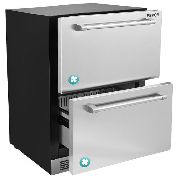 VEVOR 24" Undercounter Refrigerator, 2 Drawer Built-in Beverage Refrigerator with Touch Panel, JXCTBX24YCHSWJ4BMV1