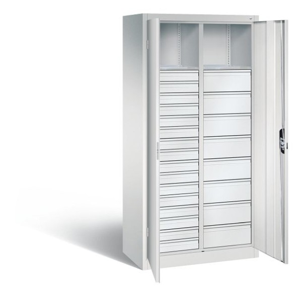 CP Furniture Hinged door cabinet, external door fittings, 2 doors, inside 16 small drawers on the left, 8 large drawers on the right, 8921-3035