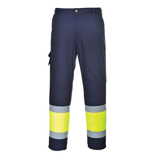 Portwest Hi-Vis Two-Tone Pants, Yellow/Navy, L, Regular, E049YNRL