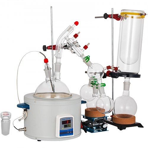 VEVOR 2000ml Short Path Distillation Kit Lab Glassware with Cold Trap & Heating Mantle, SYZLSB2LDCZH00001V1