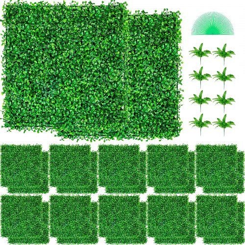 VEVOR 24 Pieces 20" x 20" Artificial Boxwood Panels,Boxwood Hedge Wall Panels,Artificial Grass Backdrop Wall 1.6", MLCZWQ24PC20X2001V0